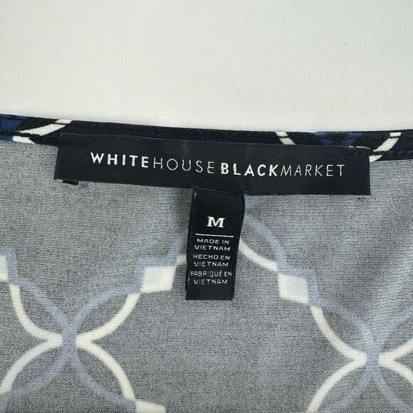 White House Black Market Shift Dress Paisley 3/4 Sleeve Stretchy Pullover Sz M - Picture 6 of 10